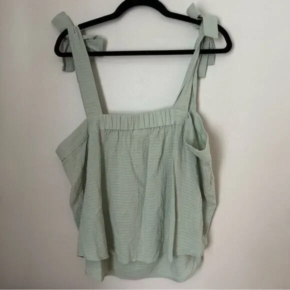 A.N.A. Tank Top Desert Sage Light Green Tie Straps Casual Neutral - Picture 4 of 8